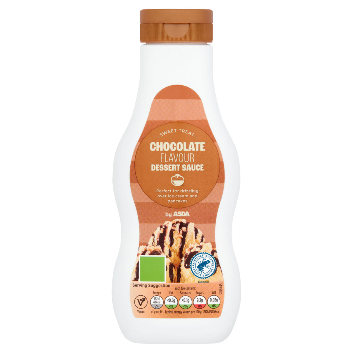 ASDA chocolate flavour dessert sauce 325g, imported from the UK
