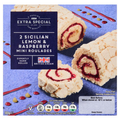 ASDA Extra Special Mini Roulades Siciliansk Sitron & Bringebær Marengdessert 180g