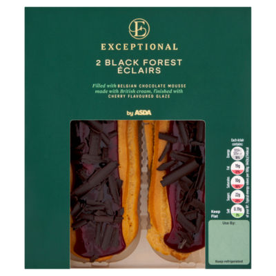ASDA Exceptional Black Forest Éclairs Lot de 2 Pâtes à choux