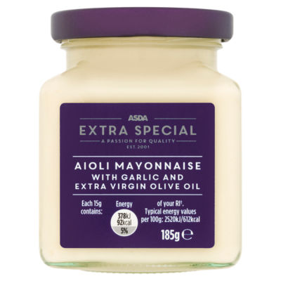 ASDA Extra Special Aioli Mayonnaise with Garlic and Extra Virgin Olive Oil 185g
