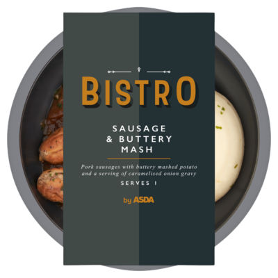 Bistro von ASDA Wurst und Butterkartoffelbrei 400g - Britisches Produkt