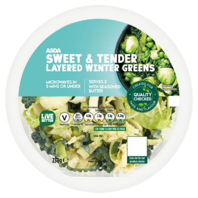 ASDA Sweet & Tender Winter Greens Beurre assaisonné Légumes mélangés 230 g