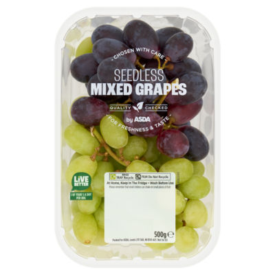 ASDA Raisins mixtes sans pépins, sucrés et juteux, fruits frais 500g - Acheter en ligne sur McGrocer