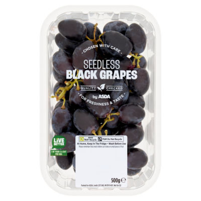 ASDA ASDA Süße & Knackige kernlose schwarze Trauben Frucht 500g – Online kaufen bei McGrocer