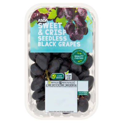 ASDA Sweet  Crisp Seedless Black Grapes 500g