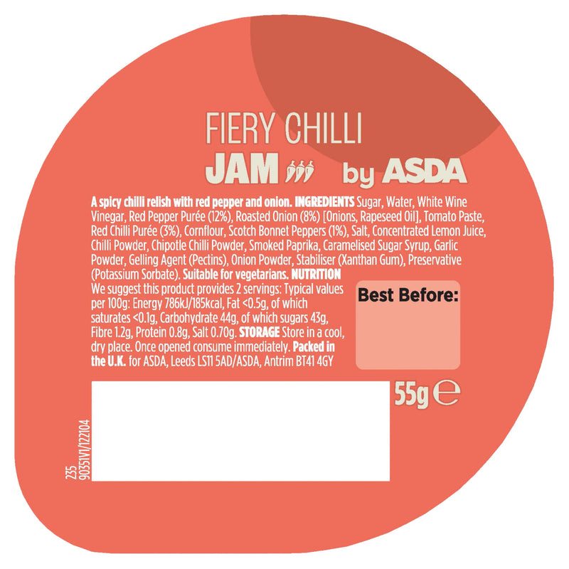 ASDA Fiery Chilli Jam 55g, UK version