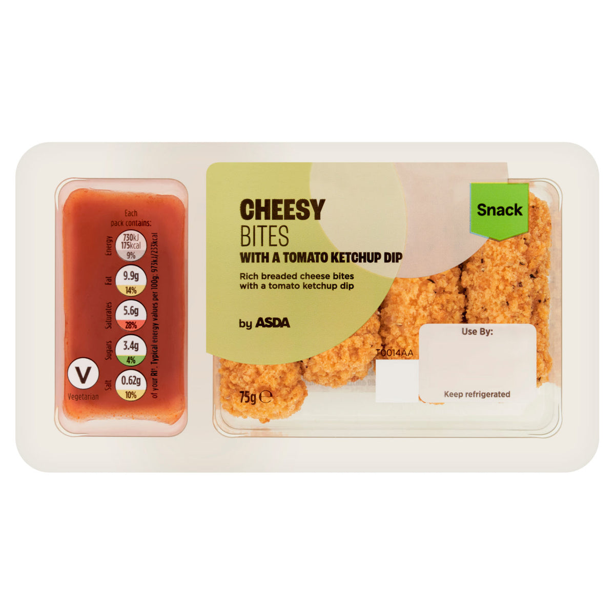 ASDA Tiger Cheesy Bites with Tomato Ketchup Dip 75g (British brand)