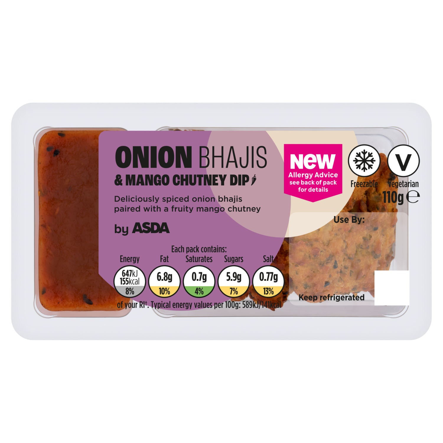ASDA onion bhajis and mango chutney dip 110g - British product