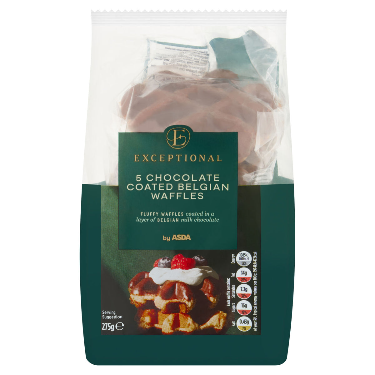 ASDA Exceptional chocolate coated Belgian waffles 275g - British product