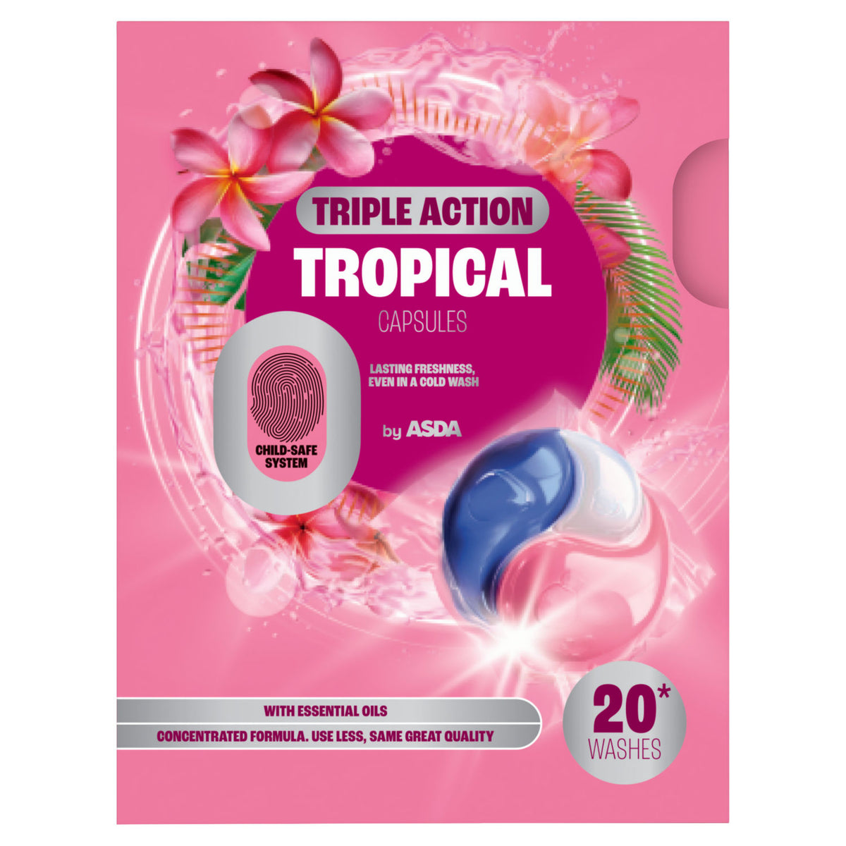 ASDA tropical laundry capsules 20 washes, imported from the UK
