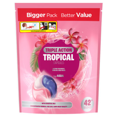 ASDA tropical triple action laundry capsules 42 washes, UK version