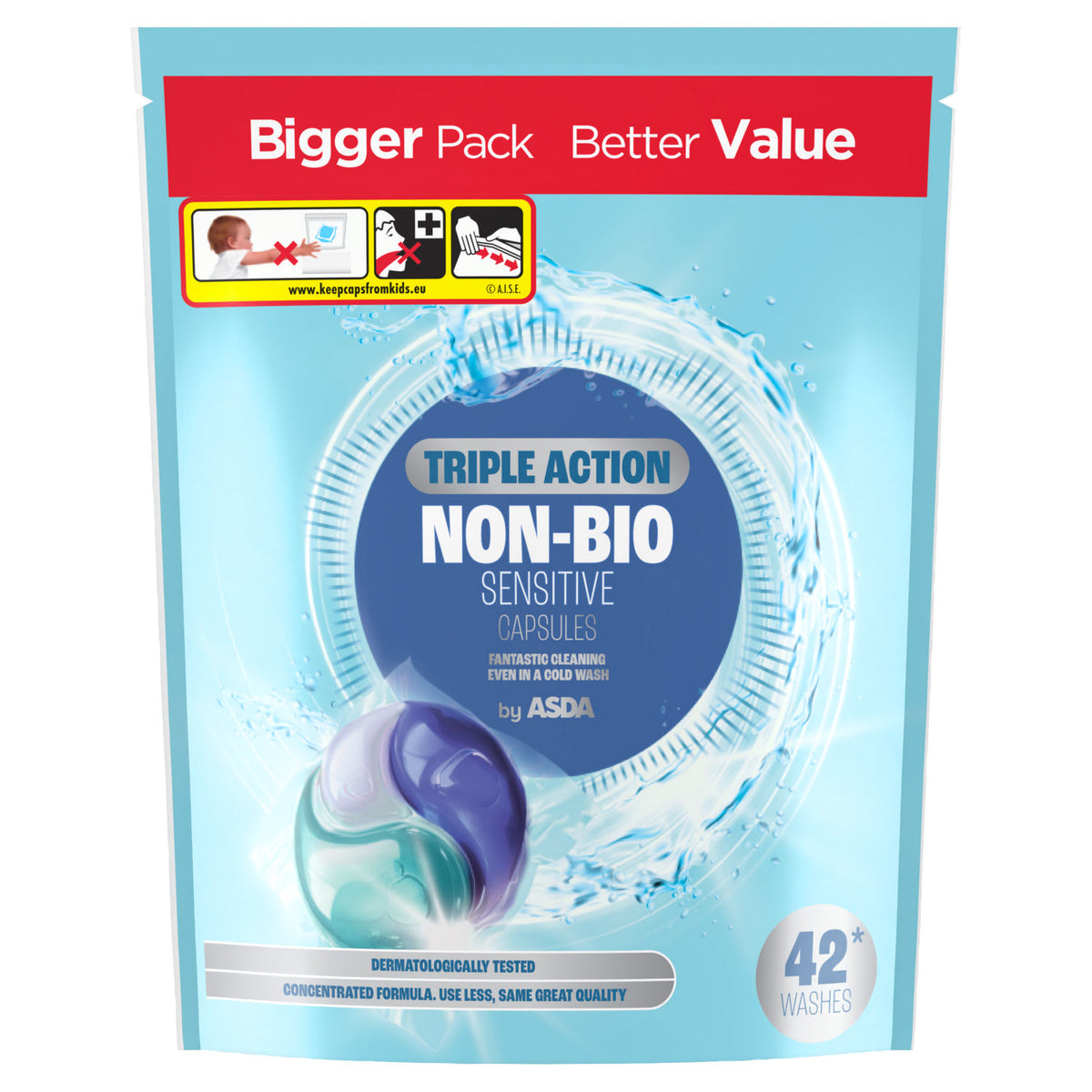 ASDA Non-Bio laundry capsules 42 washes, imported from the UK