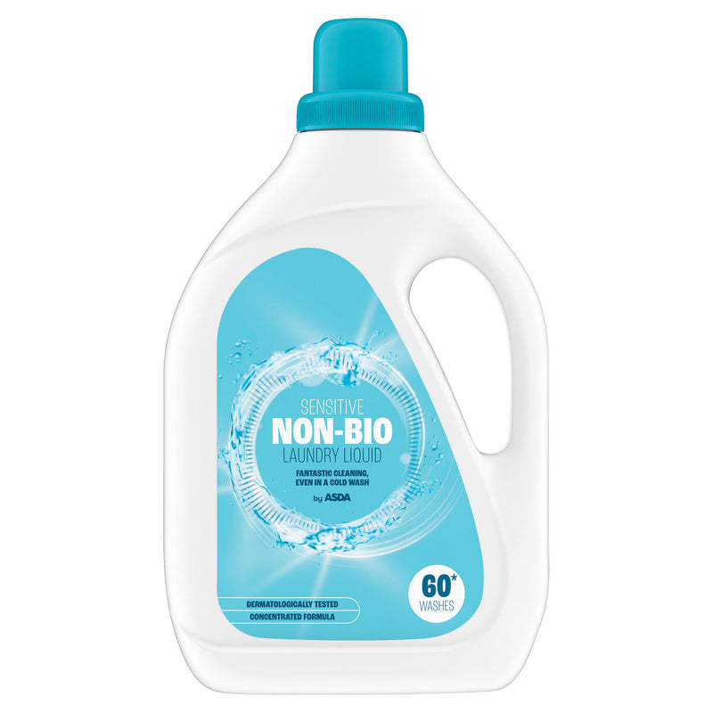 ASDA sensitive non-bio laundry liquid 1.5L 60 washes, imported from the UK