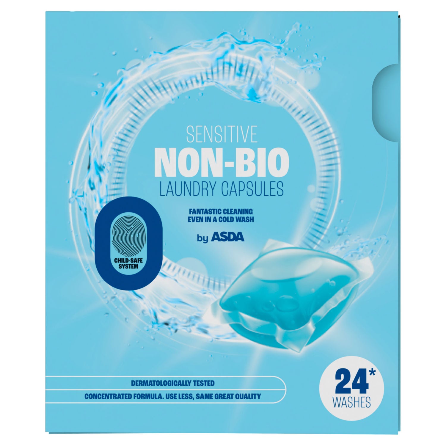 ASDA Sensitive Non-Bio laundry capsules 24 washes (British brand)