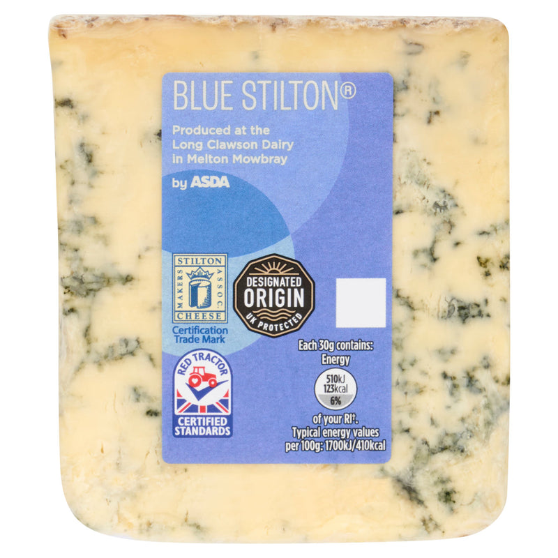 ASDA full fat Blue Stilton cheese 220g, UK version