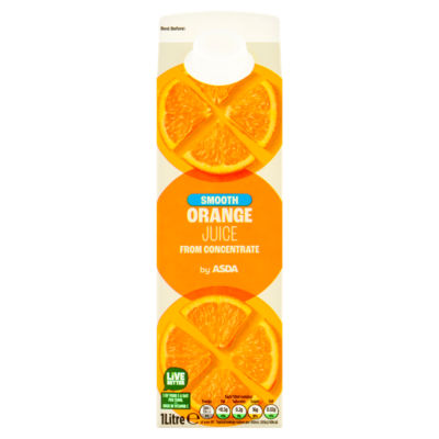 ASDA smooth orange juice 1 litre, imported from the UK