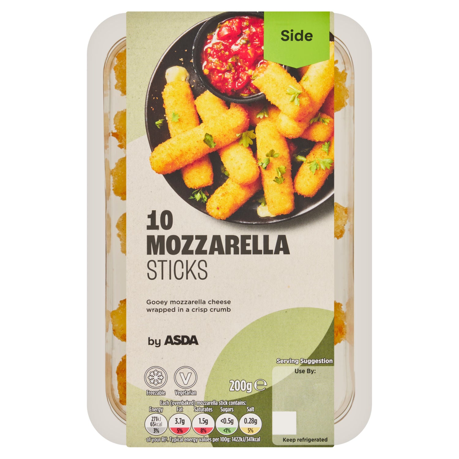 ASDA 10 Mozzarella Sticks 200g, imported from the UK