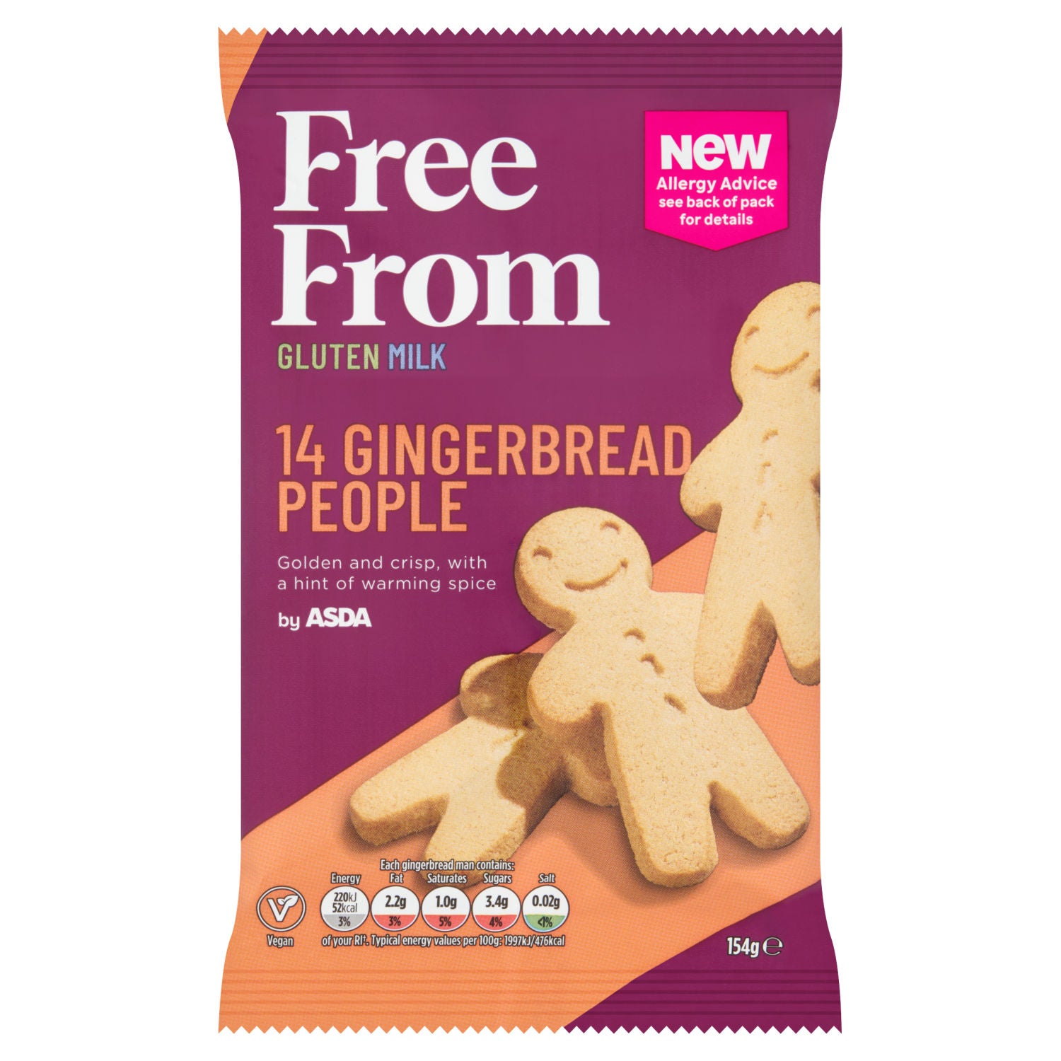 Asda Free From gingerbread people 154g, imported from the UK