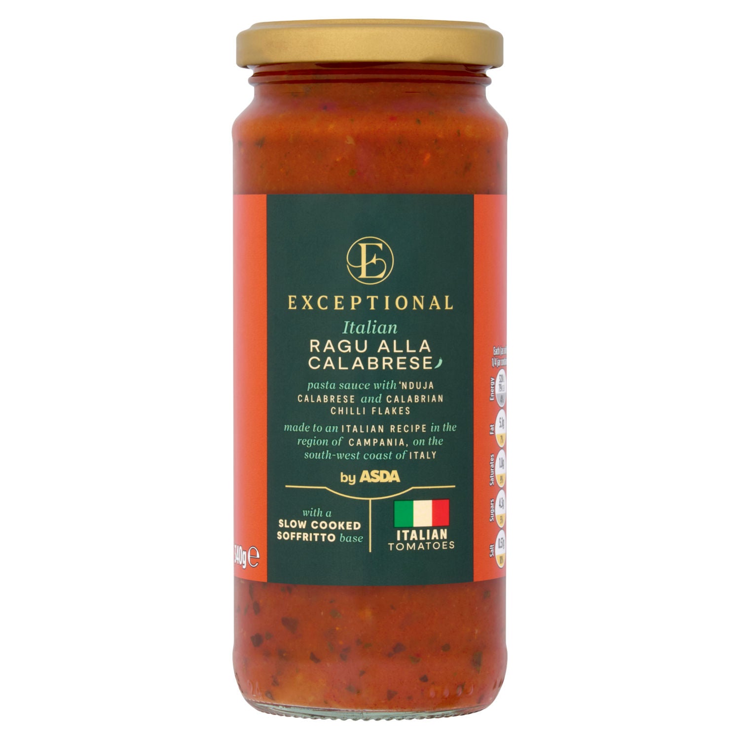 ASDA pasta sauce Ragu Alla Calabrese 340g, imported from the UK