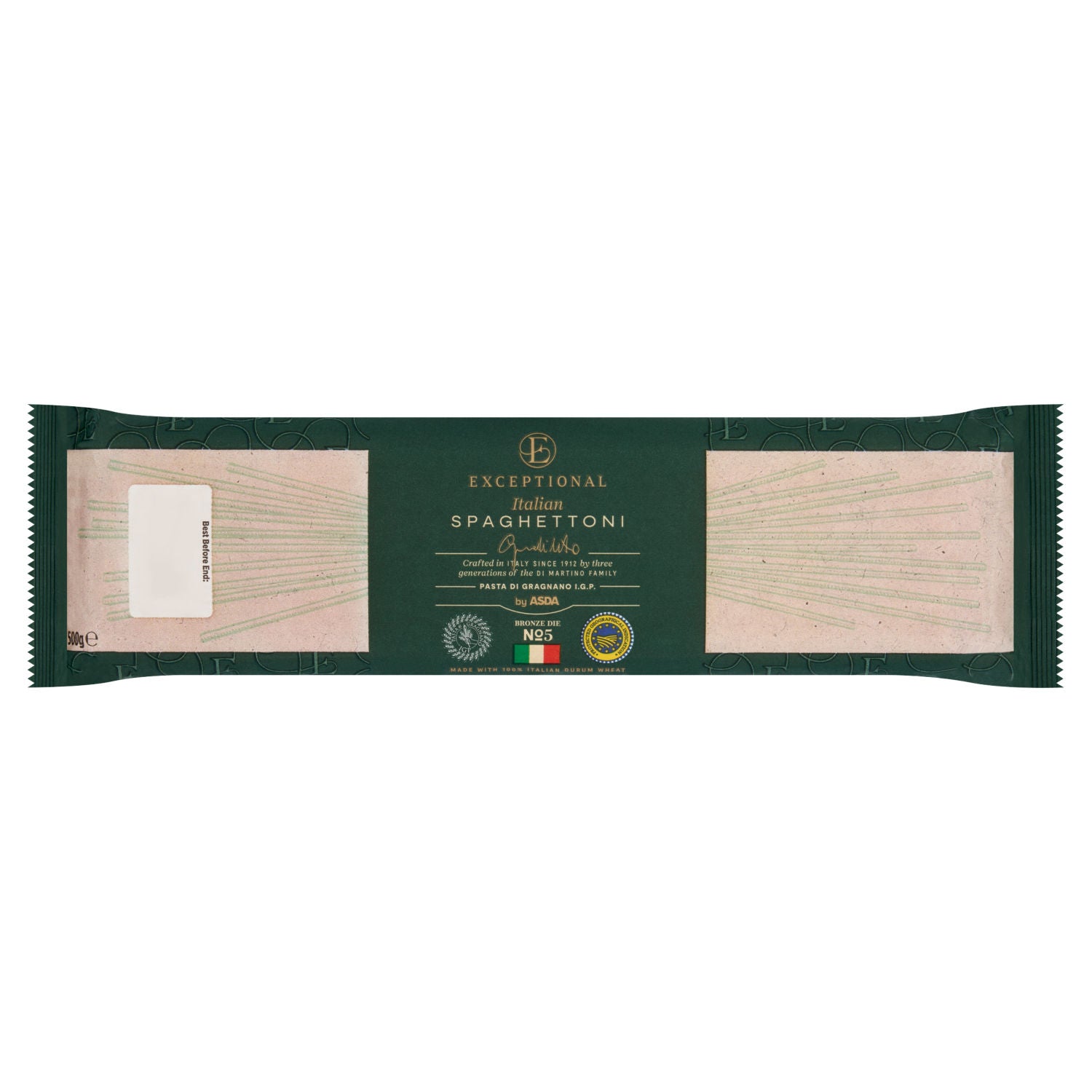 ASDA Italian Spaghettoni pasta 500g, imported from the UK