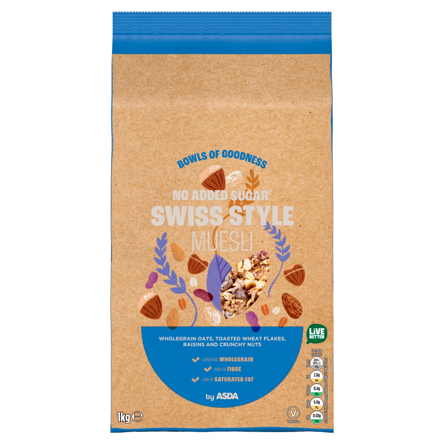 ASDA Swiss Style Muesli 1kg, imported from the UK