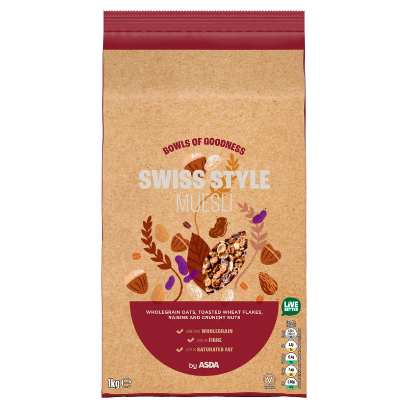 ASDA Swiss Style Muesli 1kg cereal, imported from the UK