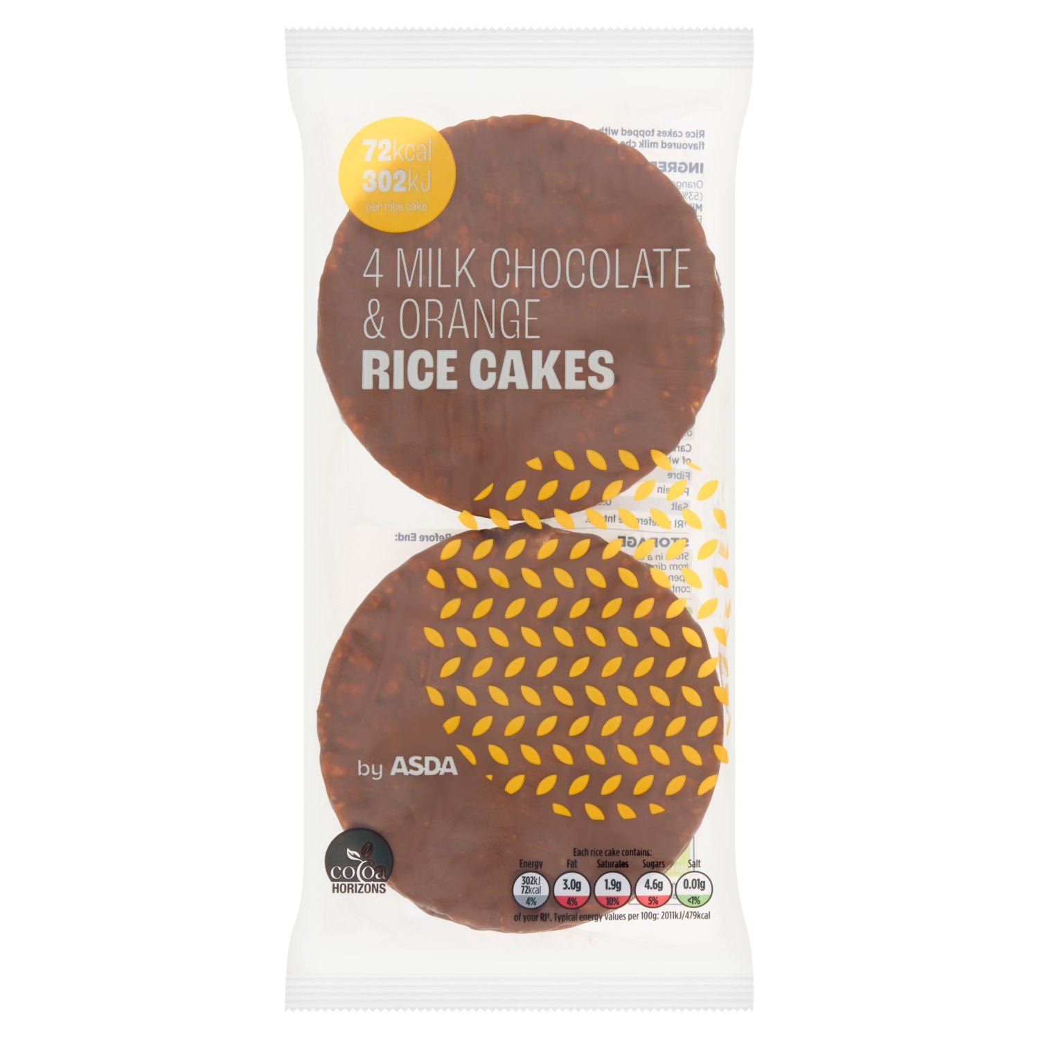 ASDA milk chocolate and orange rice cakes 60g (British brand)