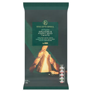 ASDA Gruyère and poppy seed savoury twists 100g, imported from the UK