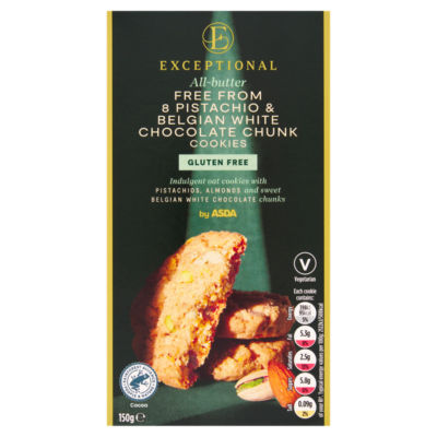 ASDA gluten free pistachio white chocolate cookies 150g - British product