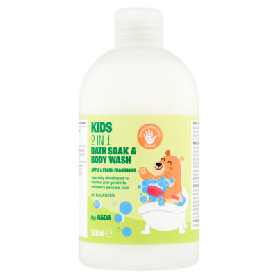 ASDA ASDA Kids 2 in 1 Apple and Peach Fragrance Bath Soak and Body Wash 500ml- Buy online at McGrocer