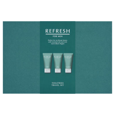Refresh for Men toiletries travel set black pepper scent (British brand)