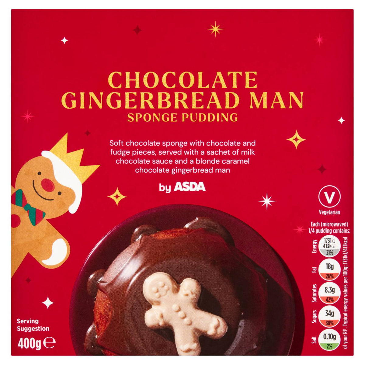 ASDA chocolate sponge pudding 400g, imported from the UK