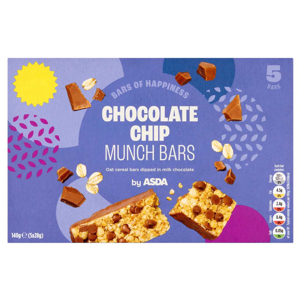 ASDA Chocolate Chip Munch Bars 140g - British product