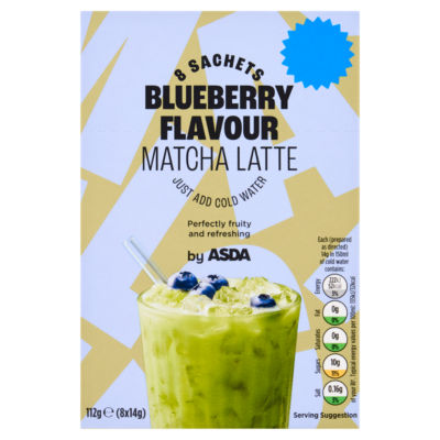 ASDA blueberry matcha latte powder 112g, UK version