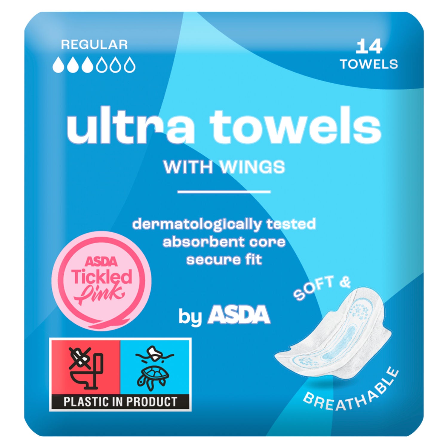ASDA ultra towels regular 14 pack - British product