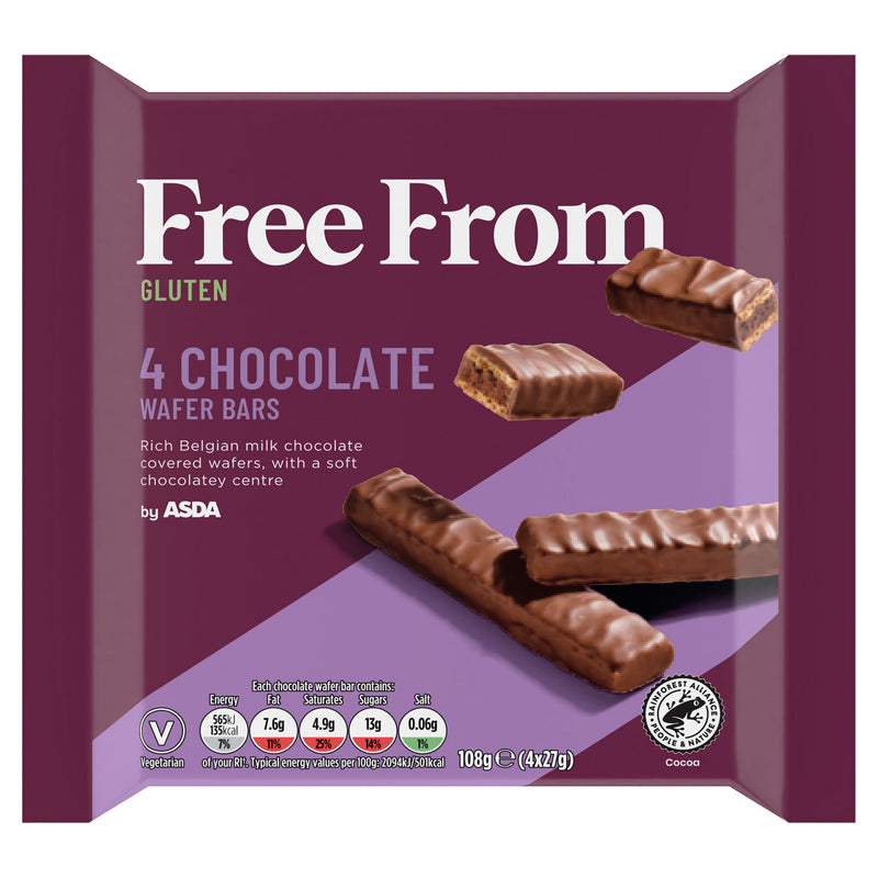 ASDA Free From chocolate wafer bars 108g, UK version