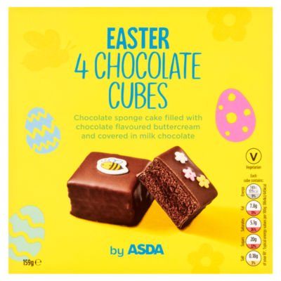 ASDA Easter chocolate cubes 4 pack 159g, imported from the UK