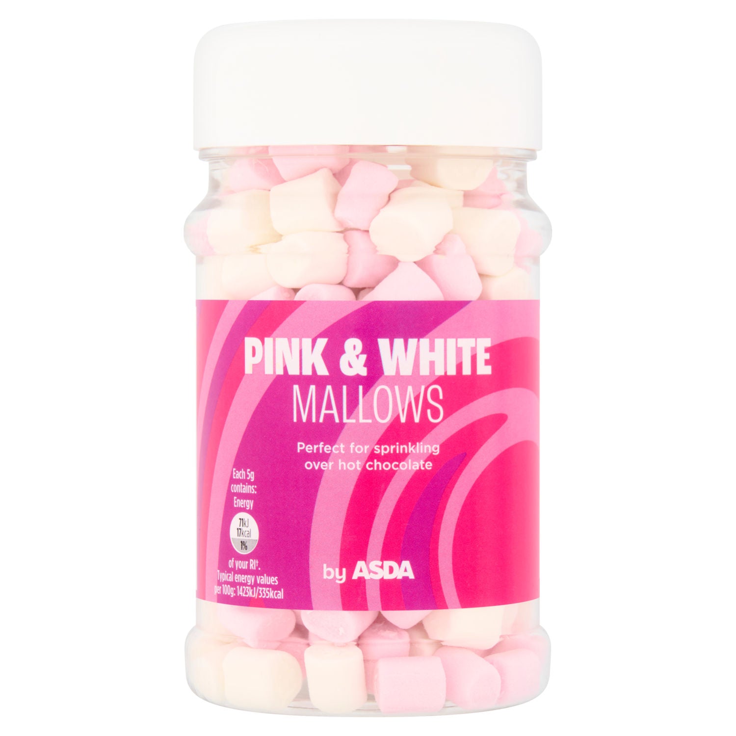 ASDA vanilla pink and white mallows 55g, UK version