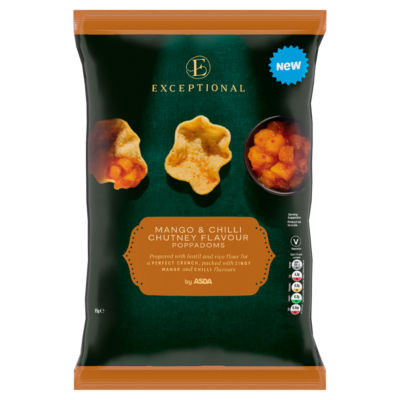 ASDA poppadoms mango chilli chutney flavour 85g, imported from the UK