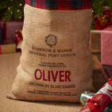 Fortnum & Mason personalised tartan hessian Santa sack medium (British brand)