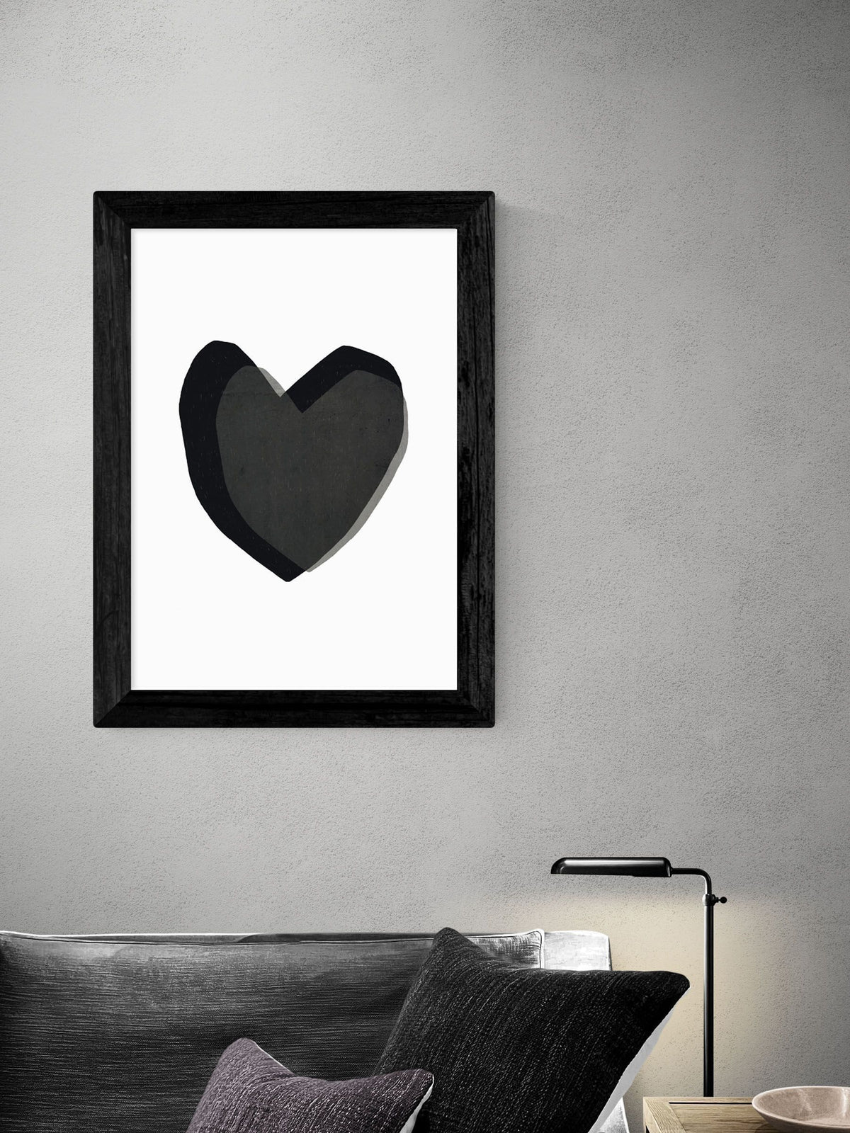 East End Prints black heart framed print - British product