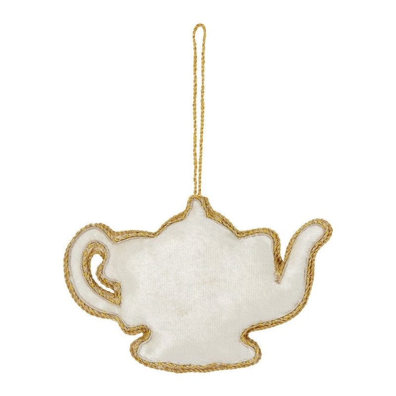 Fortnum's embroidered teapot decoration Christmas ornament, UK version