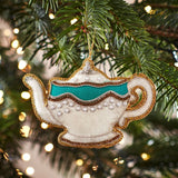 Fortnum's embroidered teapot decoration Christmas ornament, UK version