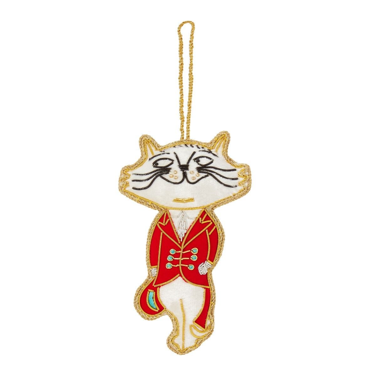 Fortnum's cat embroidered decoration 11cm, UK version