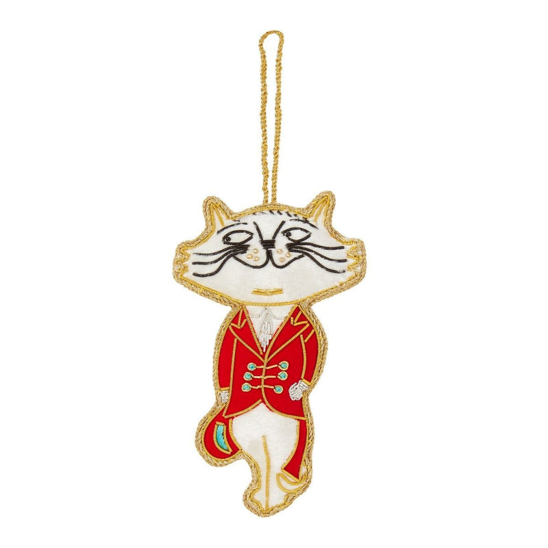 Fortnum's cat embroidered decoration 11cm, UK version