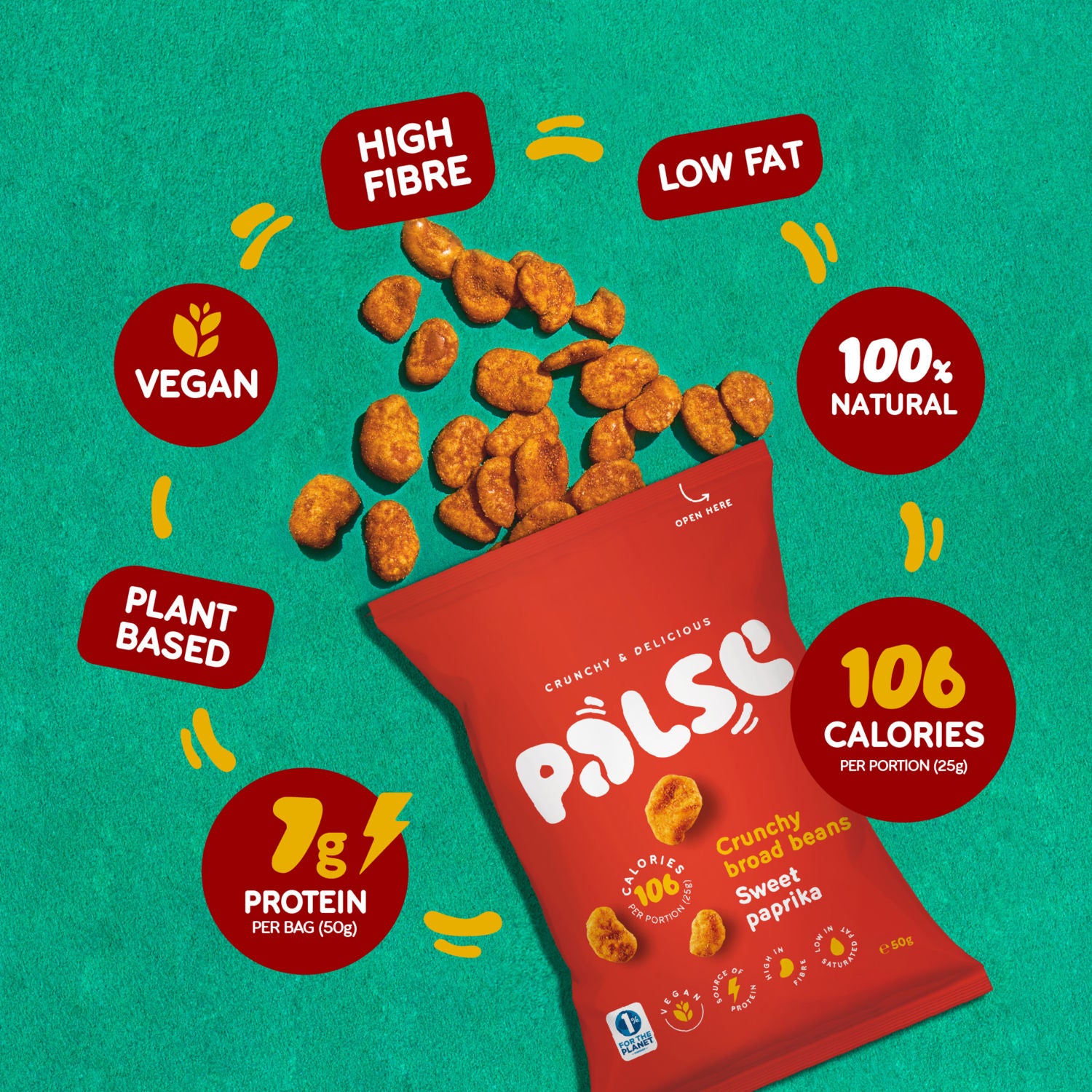 Pulse crunchy broad beans sweet paprika 50g, UK version