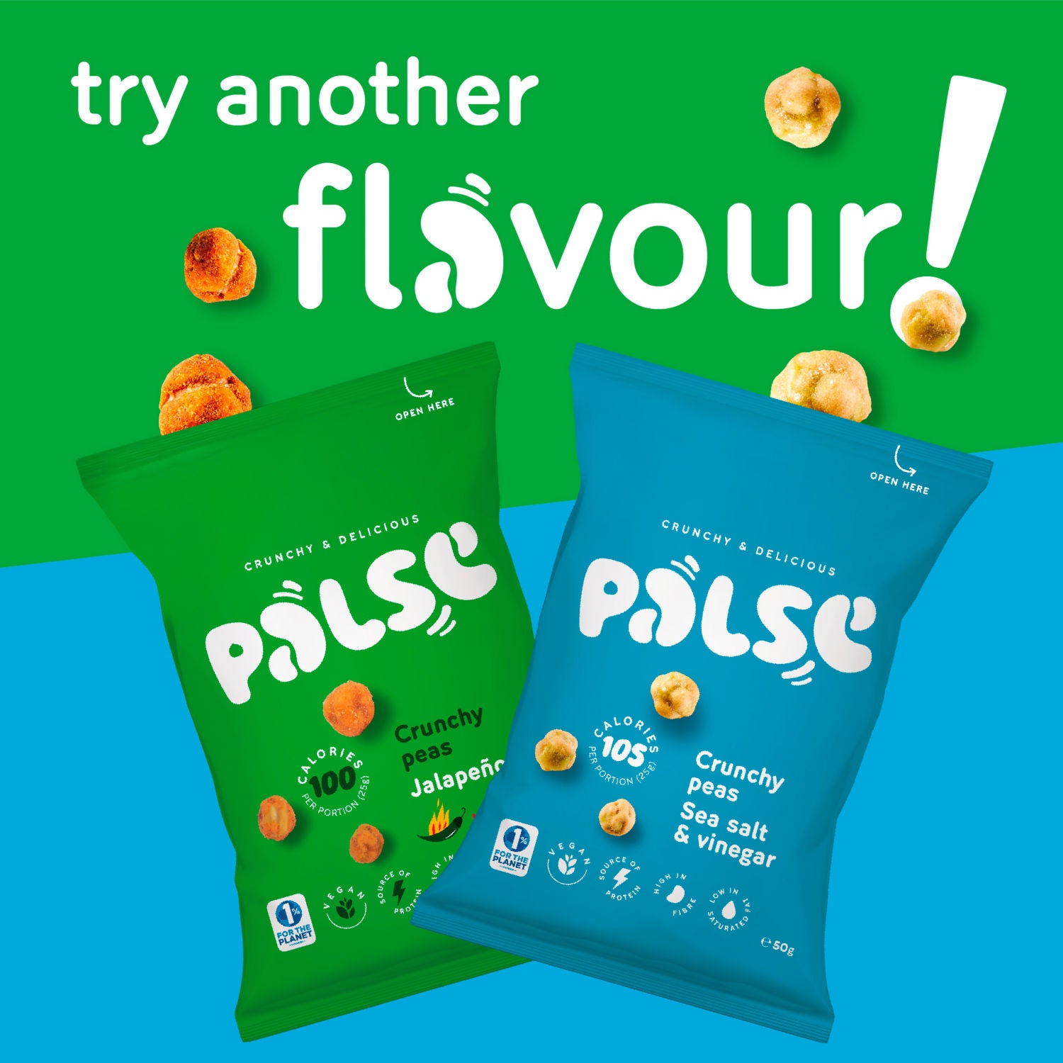 Palse Crunchy Peas Jalapeño 50g, UK version