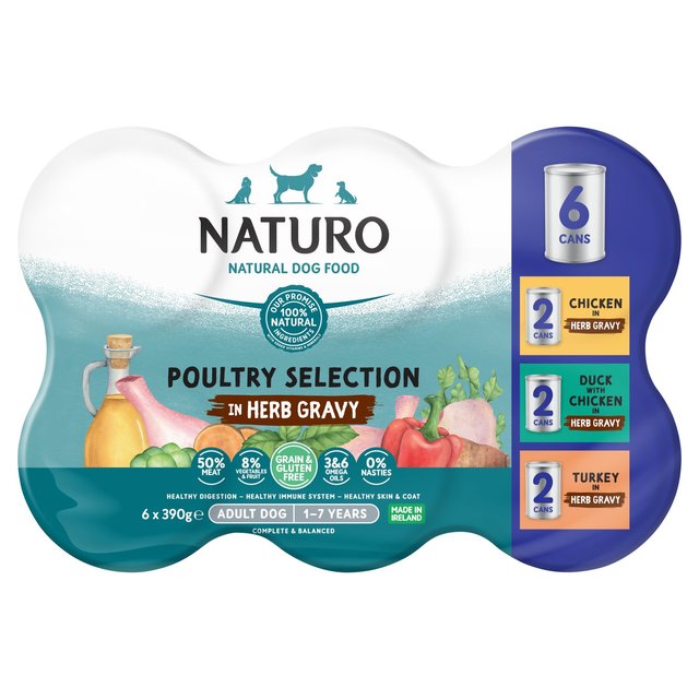 Naturo Adult Grain & Gluten Free Poultry Variety Dog Food   6 x 390g