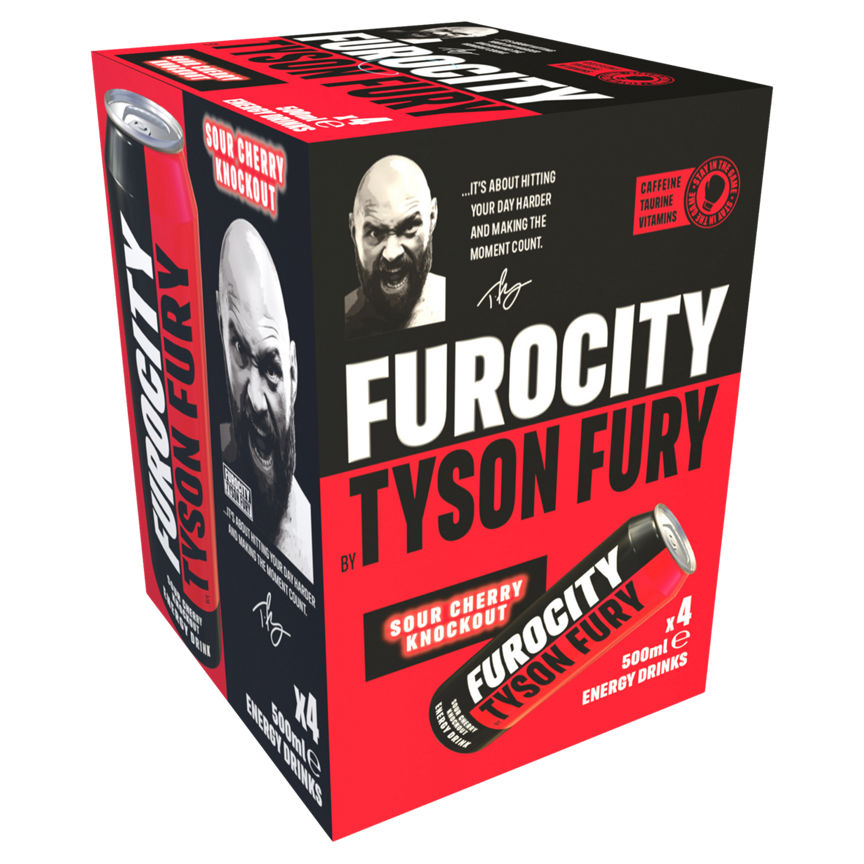 Tyson Fury Furocity Sour Cherry Knockout Energy Drink Cans GOODS ASDA   