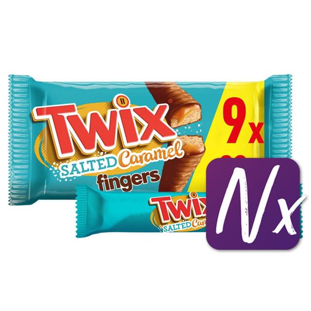 Twix Salted Caramel & Milk Chocolate Fingers Biscuit Snack Bars Multipack    9 x 20g